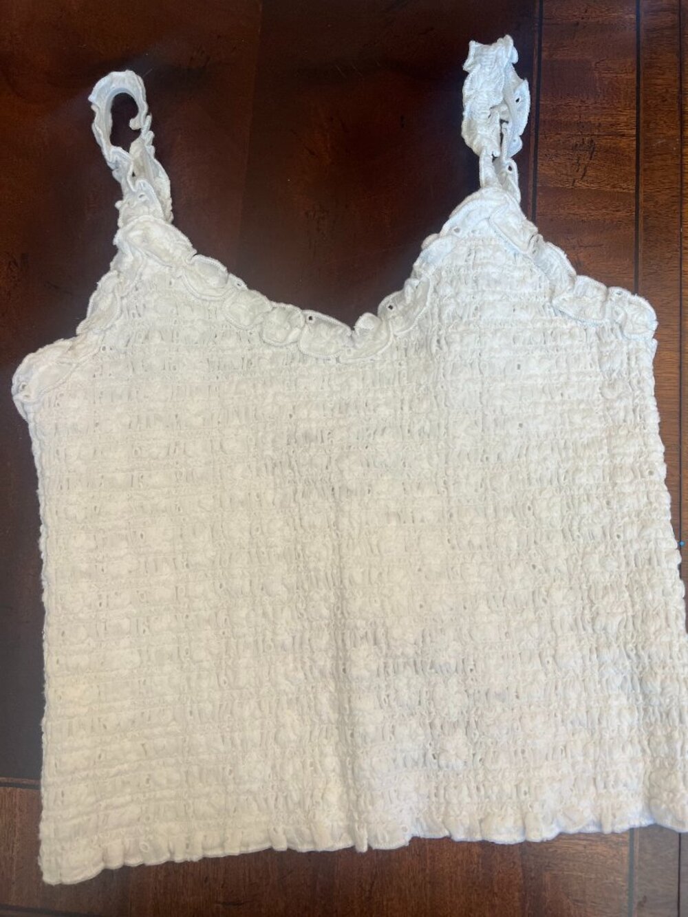 Katie J NYC White Shari Embroidered Cropped Tank Top Size Juniors L NWT